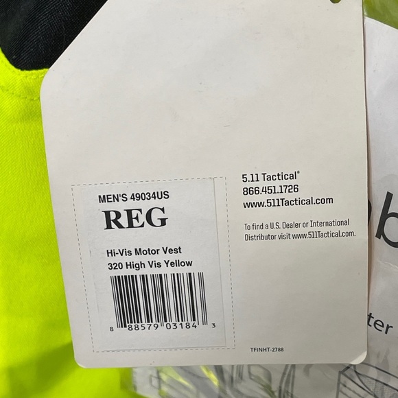 5.11 Tactical High Visibility Motorcycle Riding Vest Fluorescent Yellow Reflect - Picture 3 of 9